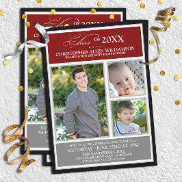 Convites Red|Silver Photo Festa de formatura