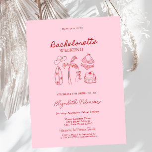 Convites Red Sketch Bikinis & Martinis