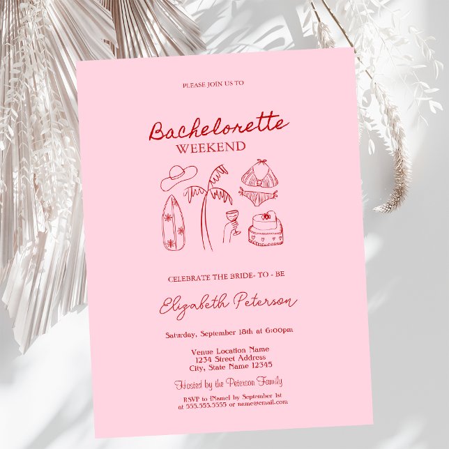 Convites Red Sketch Bikinis & Martinis (Criador carregado)