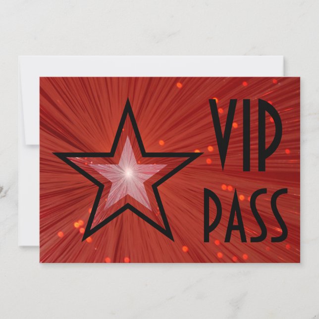 Convites Red Star 'VIP PASS' preto (Frente)