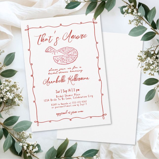 Convites Red That's Amore Hand Drawn Bridal Shower (Red That's Amore Hand Drawn Bridal Shower Invitation)