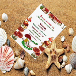 Convites Red Toadstool Garden Fairy Fairy Party