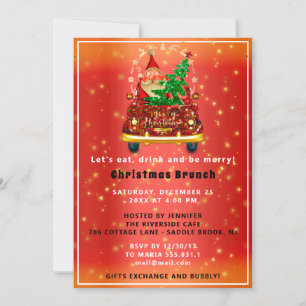 Convites Red Truck Felry Árvore de Natal Brunch Jante Verme