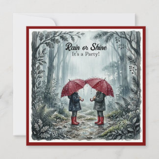 Convites Red Umbrella Rain or Shine Birthday Invitation