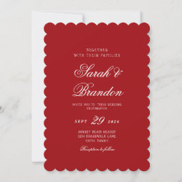 Convites Red Valentines Minimalist Script Wedding
