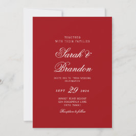Convites Red Valentines Minimalist Script Wedding