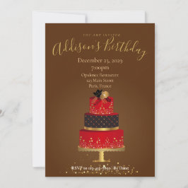 Convites Red Velvet Custom Birthday Invitation Card