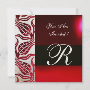 Convites RED VELVET TULIP MONOGRAM Burgundy Champagne White