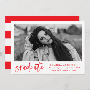 Convites Red Watercolor Brush Script Graduation Party
