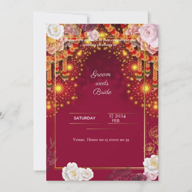 Convites Red Wedding digital invitation e card design (Frente)