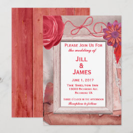 Convites Red Wedding Rustic Floral