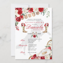 Red Western Boots & Rosa Papel Picado Quinceañera