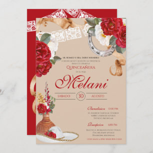 Convites Red Western Rosa Charro Ranchero Quinceanera