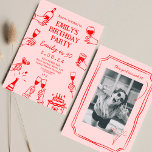 Convites Red Whimsical Funky Vermelho Rosa Quirky 30. º Ani<br><div class="desc">Quirky Hand Drawn Funky Cheers 30º Aniversário</div>