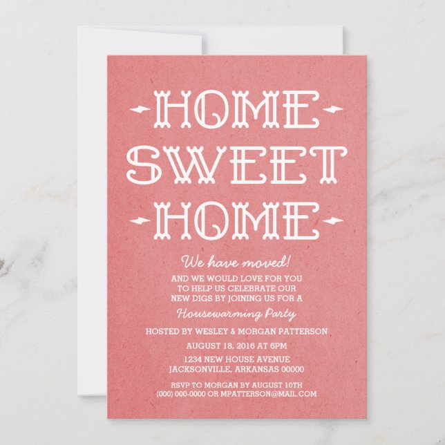Convites Red Whimsical Sweet Home Housearming Party (Frente)