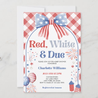 Convites Red White and Due Baby Shower Invitation