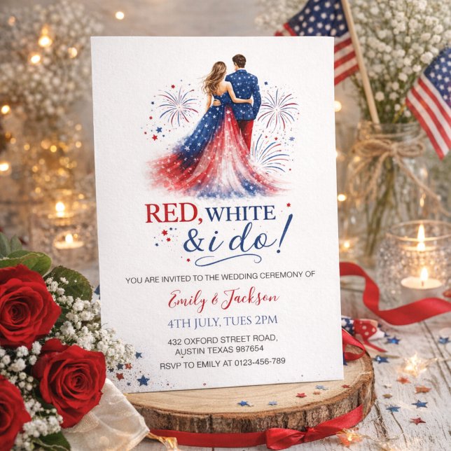 Convites Red White and I do Wedding Invitation (Criador carregado)