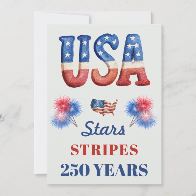 Convites Red, White, Blue 4th of July Party Invitation (Frente)