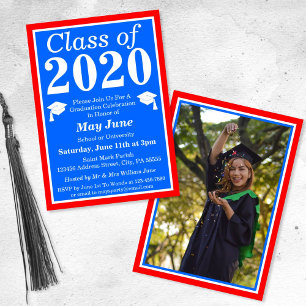 Convites Red White Blue Class of 2020 Graduation Photo