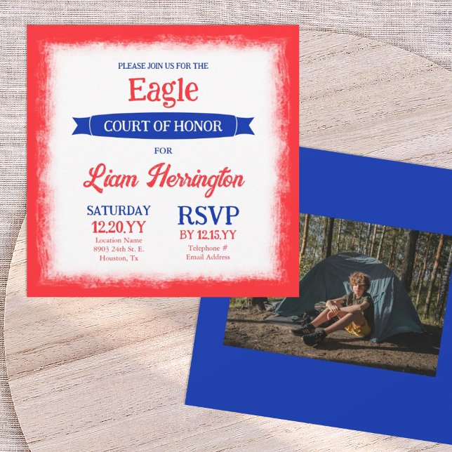 Convites Red, White & Blue Eagle Court of Honor Party (patriotic red white and blue eagle scout court of honor invitations and announcements)