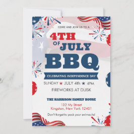 Convites Red White Blue julho 4º Festa de Celebração de CHU