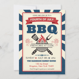 Convites Red White Blue julho 4º Festa de Celebração de CHU