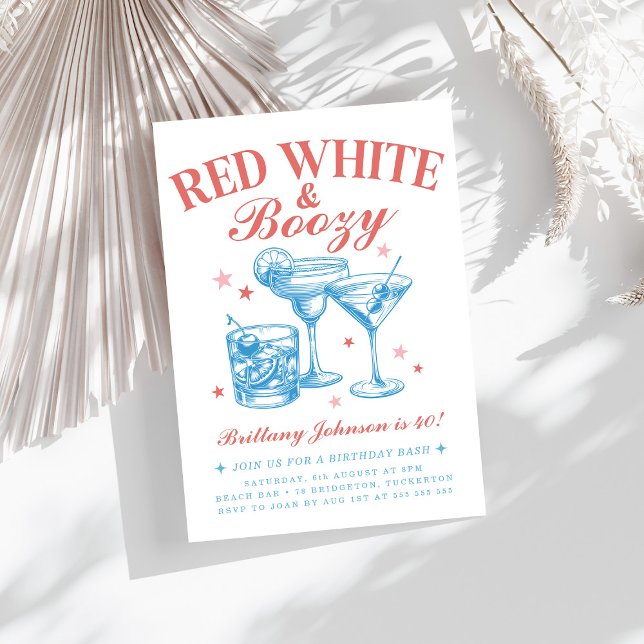 Convites Red White Boozy 4 de julho (Criador carregado)