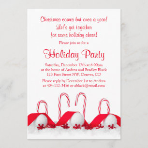 Convites Red White Candy Canas Snowball Festa de Natal