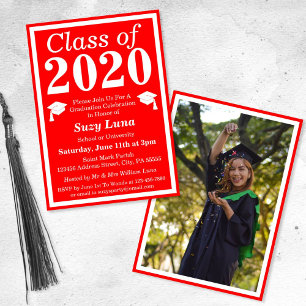 Convites Red White Class of 2020 Graduation Photo