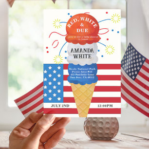Convites Red White Devido Patriótico 4º Chá de fraldas