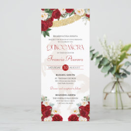 Convites Red White Dourada oms Papel Picado Charro Quince I