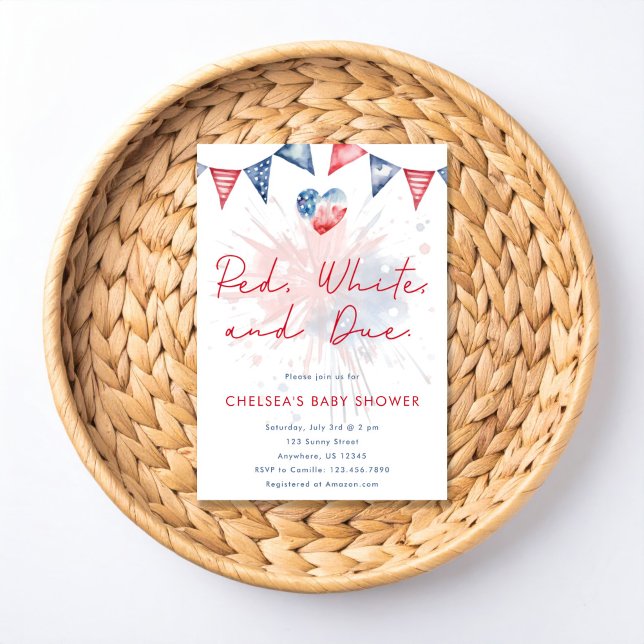 Convites Red White & Due Baby Shower Invitation (Criador carregado)