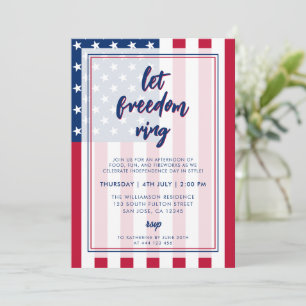 Convites Red White e Blue American Flag 4 de julho