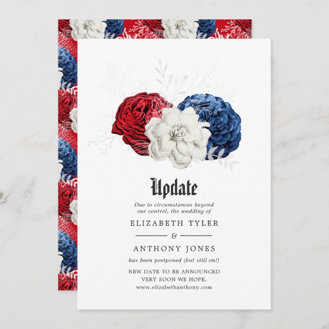 Convites Red White e Blue American Weding Update (Frente/Verso)