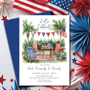 Convites Red, White e Blue Coletando 4 de julho