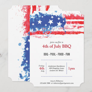 Convites Red White e Blue Splatter American Flag