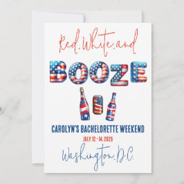 Convites Red, White e Booze, Festa de Bachelorette Patrióti