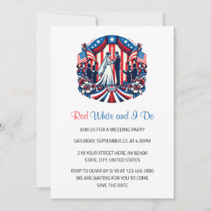 Convites Red White e eu fazemos um casamento Patriótico no 