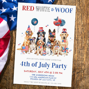 Convites Red White e Woof Funny Patriotic Cães 4 De Julho