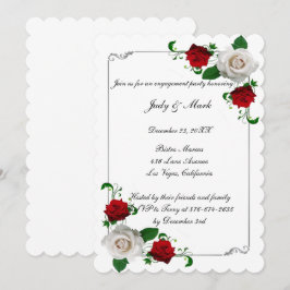 Convites Red & White Roses Christmas Engagement Party