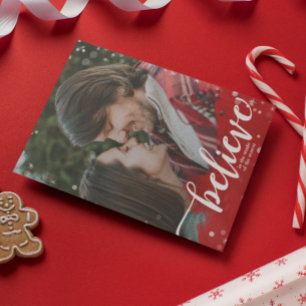 Convites Red & White Sparkle Acredita no Natal Mágico