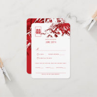 Red & White Zen Bamboo deixa RSVP de Casamento Chi