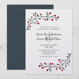 Convites Red Winter Berries Simplesmente Elegante Wedding