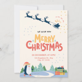 Convites Red Yellow Modern Minimalist Feliz Natal