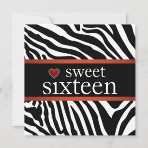 Convites Red Zebra Doce Dezesseis Festas de aniversário