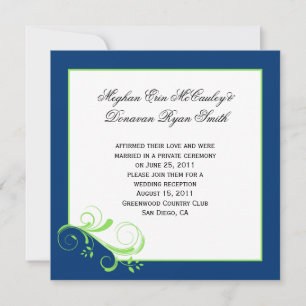 Convites Redemoinho Azul Marinho Verde Lima Pós Casamento