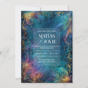Convites Redemoinho Celestial Casamento Roxo Azul Turquesa