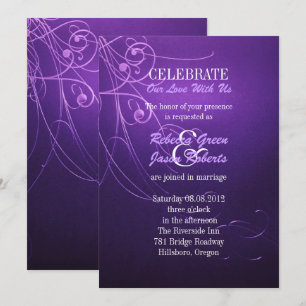 Convites redemoinho chique elegante moderno casamento roxo 