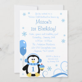 Convites Redemoinho de Cupcake de Pinguim Inverno Onederlan