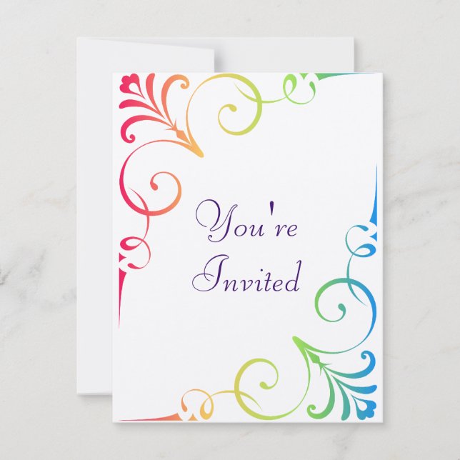 Convites Redemoinho do casamento do arco-íris (Frente)